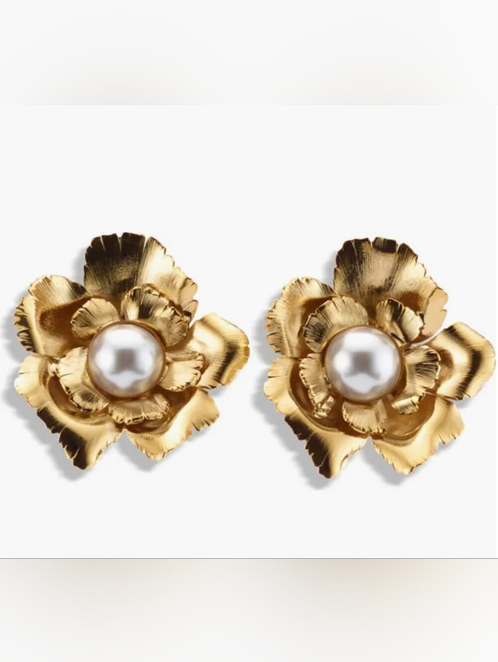 LELET NY Jasmine Floral Faux Pearl Button Drop Earrings
